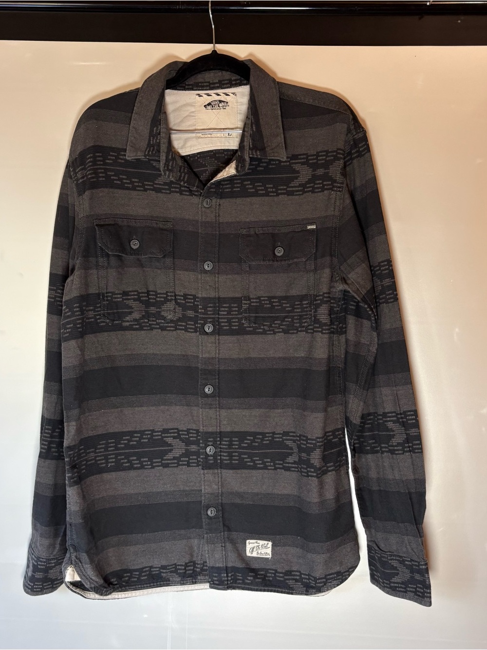 Vans Black and Gray Striped Button-Down Shirt